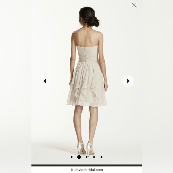 David’s Bridal Blue Strapless Chiffon Dress with Layered Skirt - Picture 5 of 10